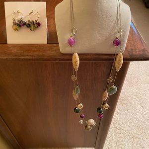 2 Strand Necklace and matching pierced earrings